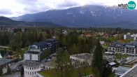Archiv Foto Webcam Bled: Blick auf See und Burg 13:00