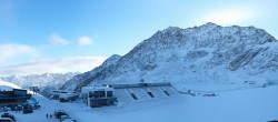 Archiv Foto Webcam Sölden Rettenbachgletscher: Weltcuptribüne und Talstation 08:00