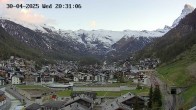 Archiv Foto Webcam Zermatt: Blick über das Dorf von Spiss 19:00