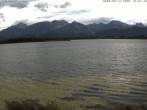 Archived image Webcam at Hopfen am See: Restaurant Fischerhütte 09:00