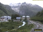 Archived image Webcam Furka Bergstrecke steam locomotive - Gletsch 19:00