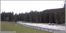 Archived image Webcam Pokljuka: Biathlon Stadium Entrance 13:00