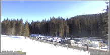 Archived image Webcam Pokljuka: Biathlon Stadium Entrance 09:00