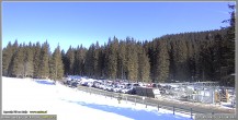 Archived image Webcam Pokljuka: Biathlon Stadium Entrance 11:00