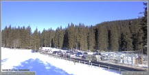 Archived image Webcam Pokljuka: Biathlon Stadium Entrance 13:00