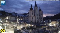 Archiv Foto Webcam Mariazell: Hauptplatz und Basilika 05:00