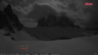 Archiv Foto Webcam Dreizinnenhütte Südtirol: Blick auf die 3 Zinnen 23:00