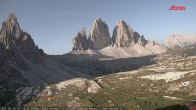 Archiv Foto Webcam Dreizinnenhütte Südtirol: Blick auf die 3 Zinnen 07:00