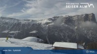 Archiv Foto Webcam Seiser Alm: Bergstation Spitzbühl 08:00