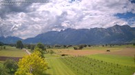 Archived image Webcam Panoramic view from Feldkirch to Furgglenfirst, Kamor and Hoher Kasten 13:00