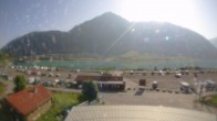 Archiv Foto Webcam Schöneben: Talstation der Bergbahn mit Blick auf Reschensee und Dorf Reschen 07:00