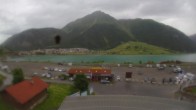 Archiv Foto Webcam Schöneben: Talstation der Bergbahn mit Blick auf Reschensee und Dorf Reschen 13:00