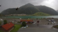 Archiv Foto Webcam Schöneben: Talstation der Bergbahn mit Blick auf Reschensee und Dorf Reschen 15:00