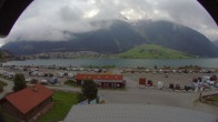 Archiv Foto Webcam Schöneben: Talstation der Bergbahn mit Blick auf Reschensee und Dorf Reschen 06:00