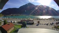 Archiv Foto Webcam Schöneben: Talstation der Bergbahn mit Blick auf Reschensee und Dorf Reschen 02:00