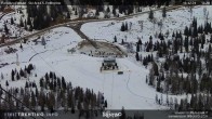 Archived image Webcam Fassatal - San Pelegrino - panorama view of the ski-piste and liftmachinery of the "San Pellegrino Pass" 13:00