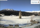 Archiv Foto Webcam Versunkener Turm im Reschensee 09:00