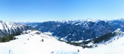 Archiv Foto Webcam Riesneralm: Panorama Skigebiet und Skihütte Hochsitz 23:00