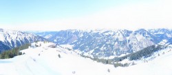 Archiv Foto Webcam Riesneralm: Panorama Skigebiet und Skihütte Hochsitz 05:00